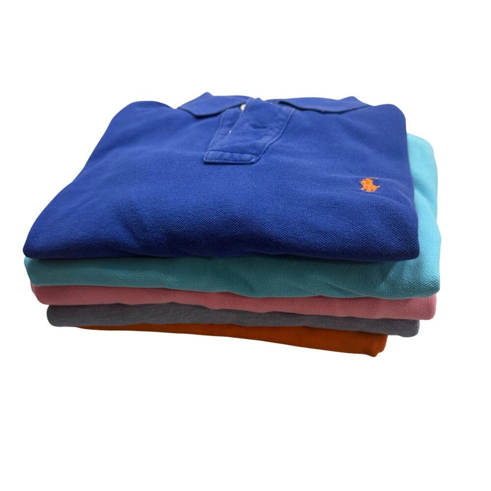 5 Ralph Lauren Polo Shirts Size M - Pink Orange Gray Blue Preppy